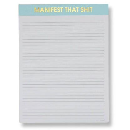 Chez Gagné - Manifest That Shit - Large Memo Lined Notepad - Aquamarine - 65 perforated pages - 10x8