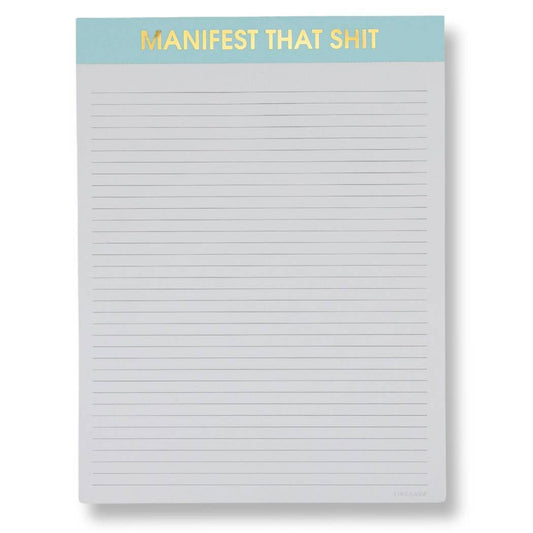 Chez Gagné - Manifest That Shit - Large Memo Lined Notepad - Aquamarine - 65 perforated pages - 10x8