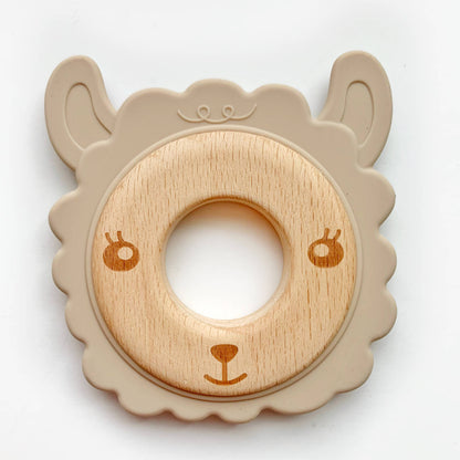 Llama Teether Ring Wood and Silicone