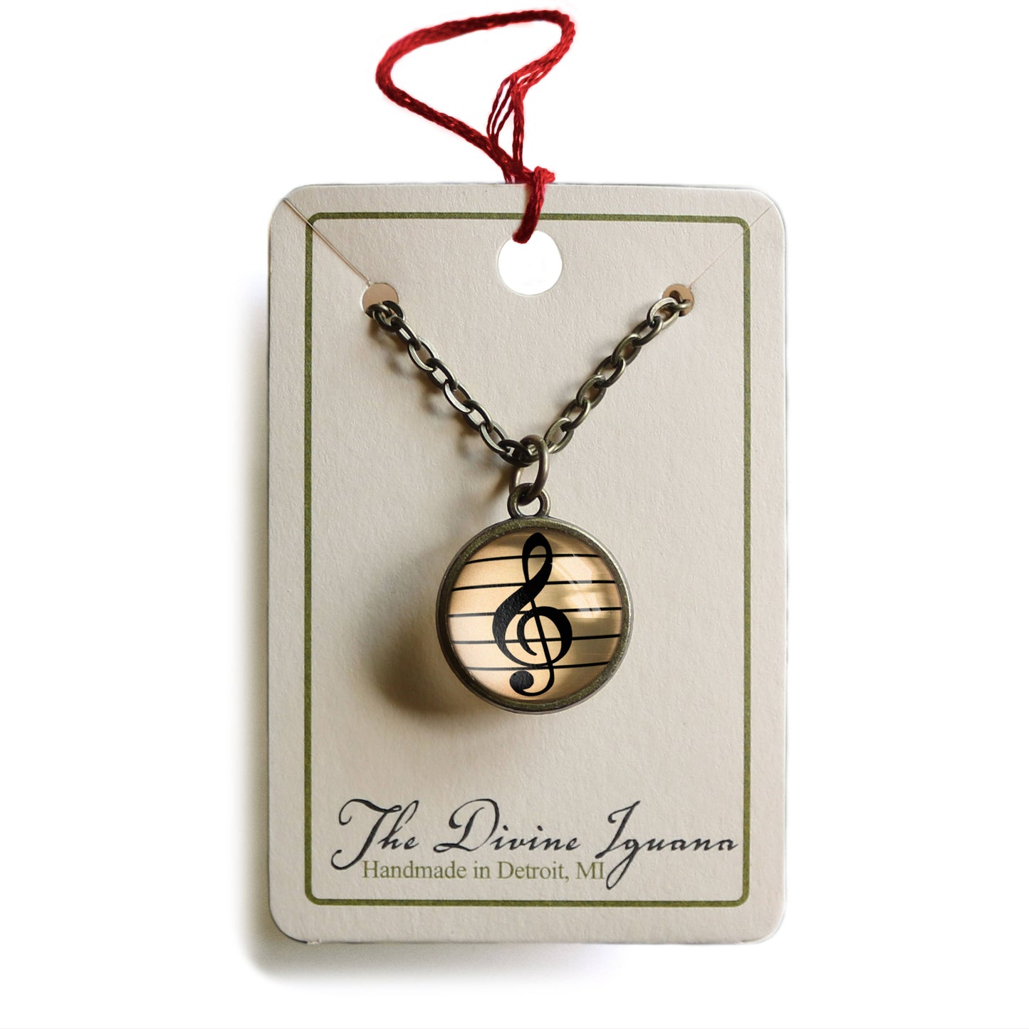 Treble Clef Simple Reversible Musician's Pendant Necklace