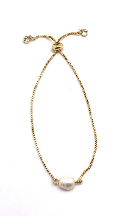Bracelet Drawstring Single Freshwater Pearl Gold