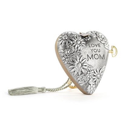 Love You Mom Musical Sculpted Art Heart