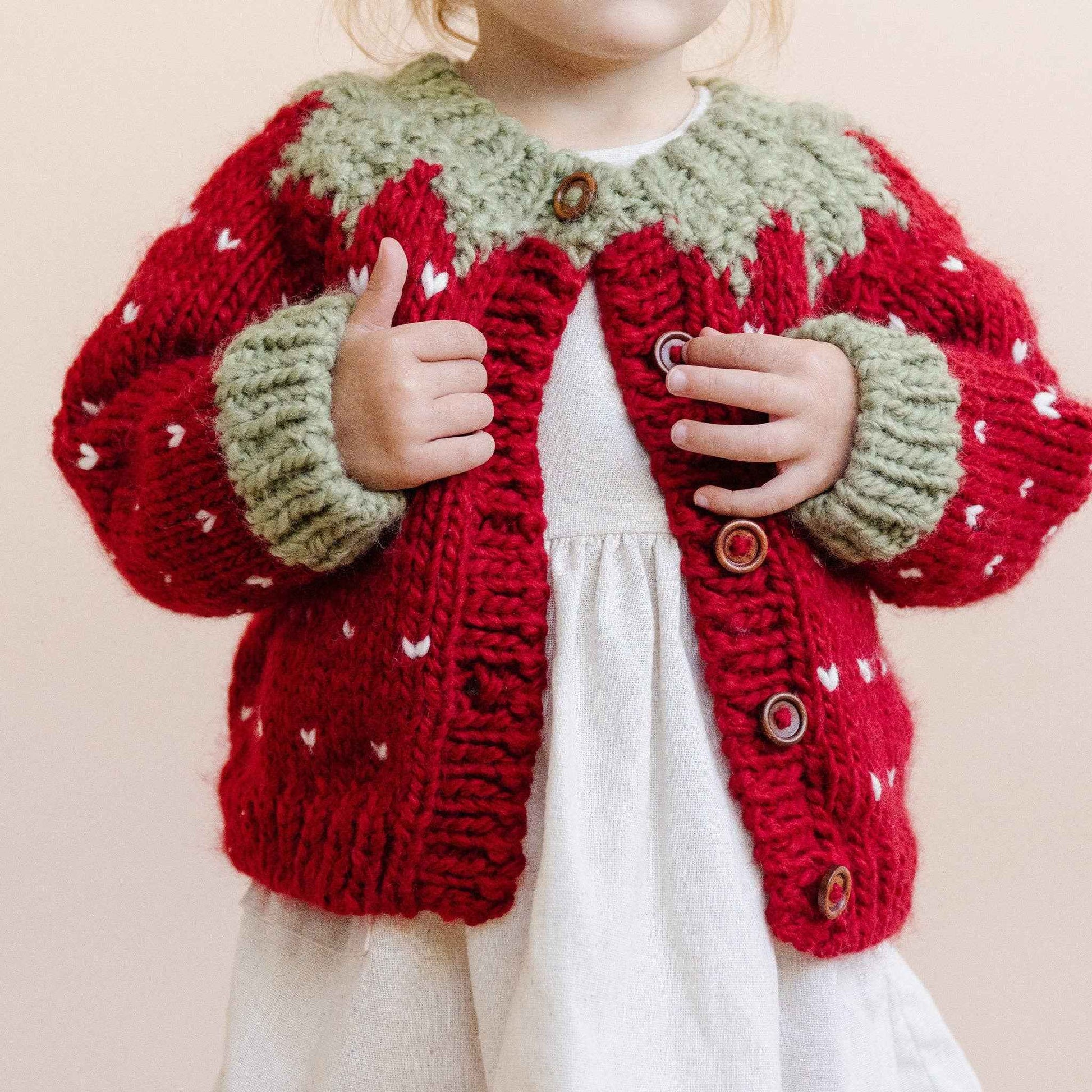 Strawberry Cardigan Baby Kids Sweater Winter Girls Clothing: Red / L 3-4y