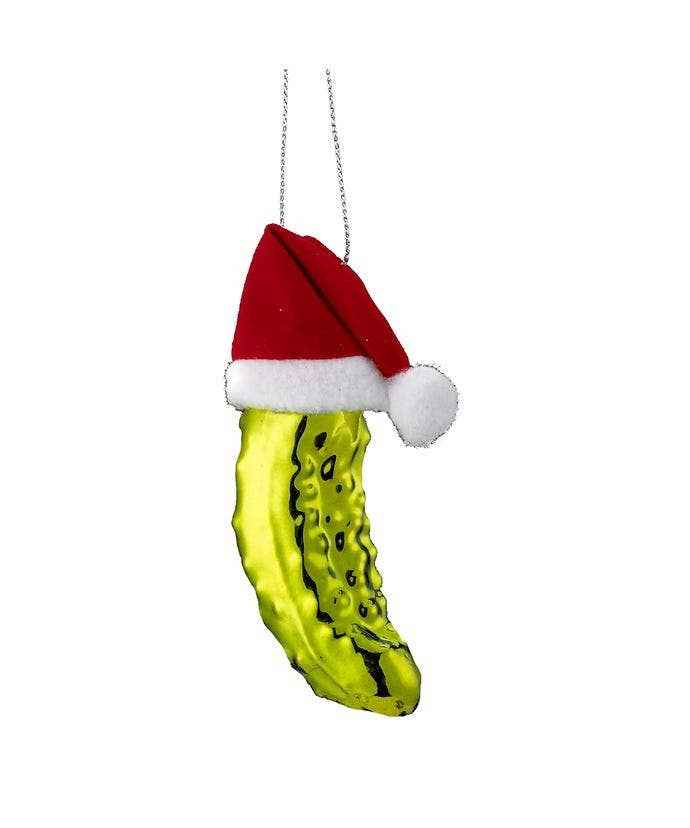 4.25"NOBLE GEMS PICKLE IN SANTA HAT