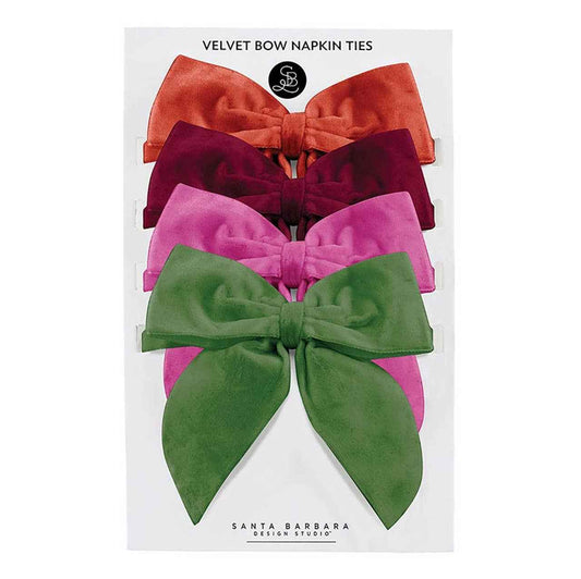 Velvet Bow Napkin Ties - Orange + Maroon + Pink + Green