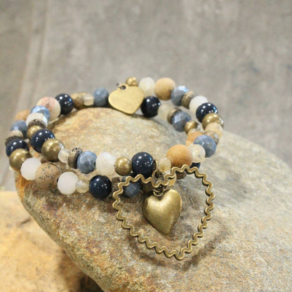Dazzling Blue Heart Wrap Bracelet