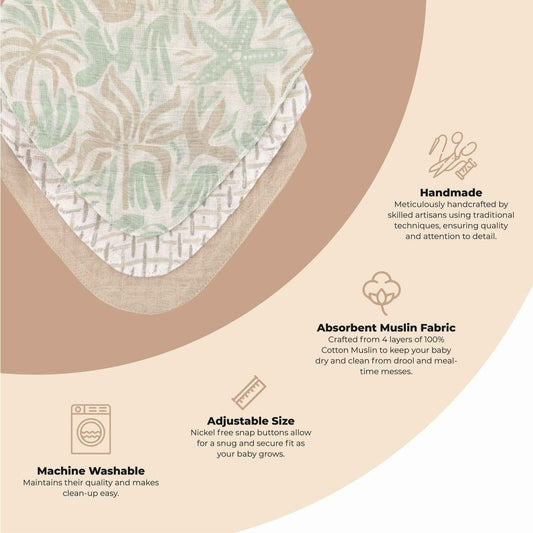 Crane Baby - Cove 3-pc. Muslin Bib Set (Beach Life)