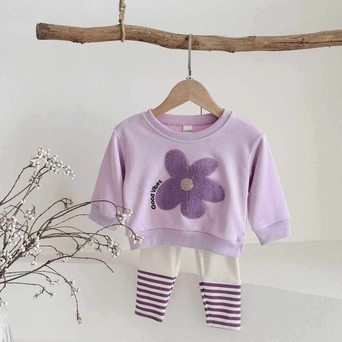 Baby Flowers Embroidery Set: Purple / 18-24M