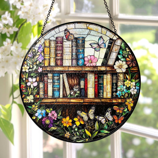 Stained Glass Book Suncatcher Window Decor, Book Club Gift