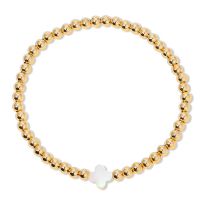 Iris espléndido - Juego de 12 pulseras de 4 mm con detalles de concha y trébol
