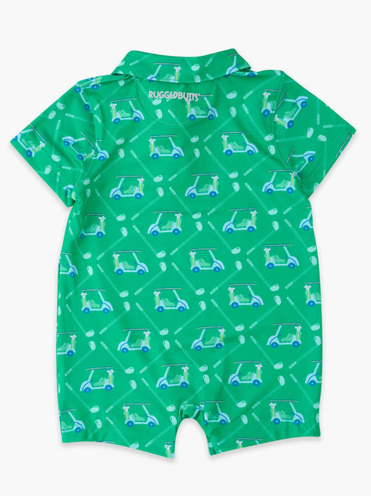 Baby Boys Golf Course Cruiser Performance Polo Romper: Green / 0-3m