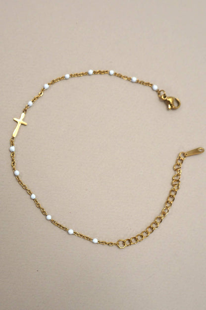 JOSSLYN de wall to wall - PULSERA CON CRUZ DE ACERO INOXIDABLE DE 18 QUILATES SIN DESLUSTRACIÓN | 40B5176