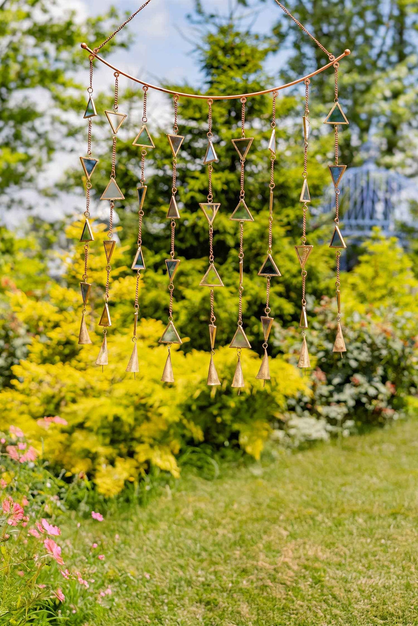 6 Assorted Gold Metal Curtain Wind Chimes with Dangling Bell