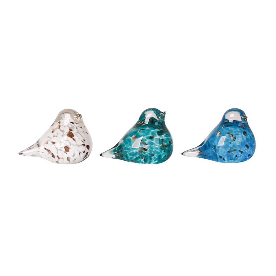 Transpac Glass Mini Blue Hue Bird Fig Set 3 Spring