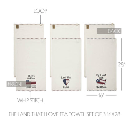 The Land That I Love Tea Towel Set of 3 16x28