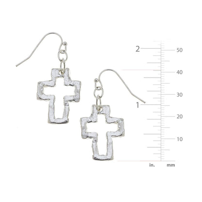 Susan Shaw - Silver Cross Earrings