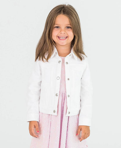 Girls White Stretch Denim Jacket