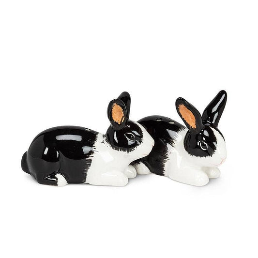 Rabbit Salt and Pepper Shakers-Black and White 2pc