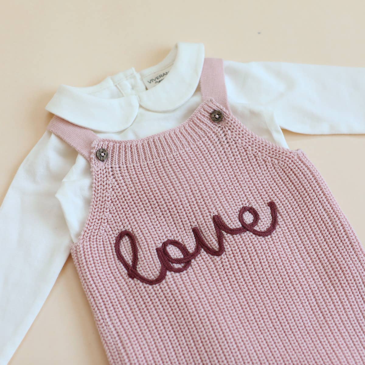 Viverano Organics - LOVE Embroidered Chunky Sweater Knit Baby Overall & Bodysuit