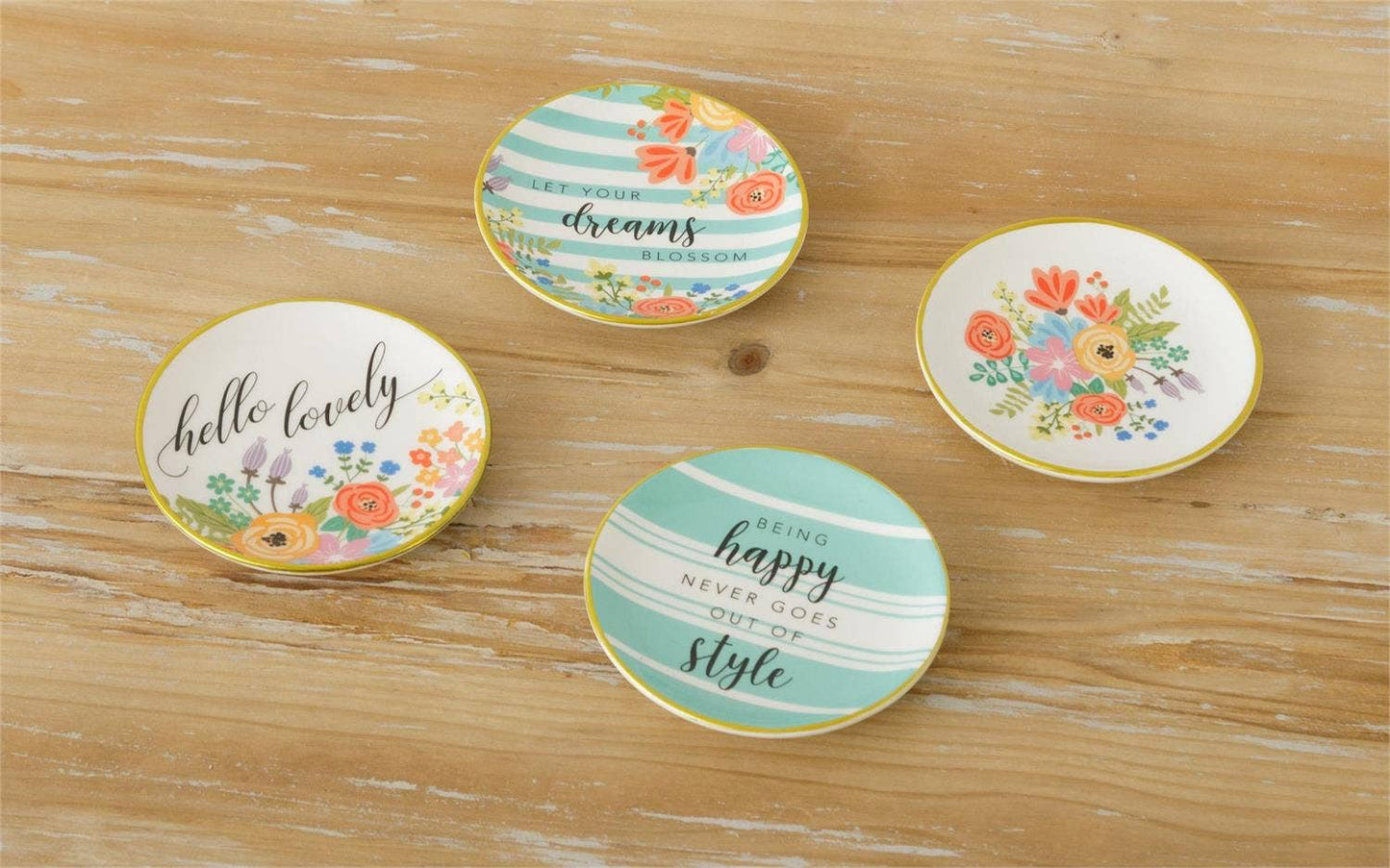 Garden Party Trinket Plates with Gold Rim-sold separately