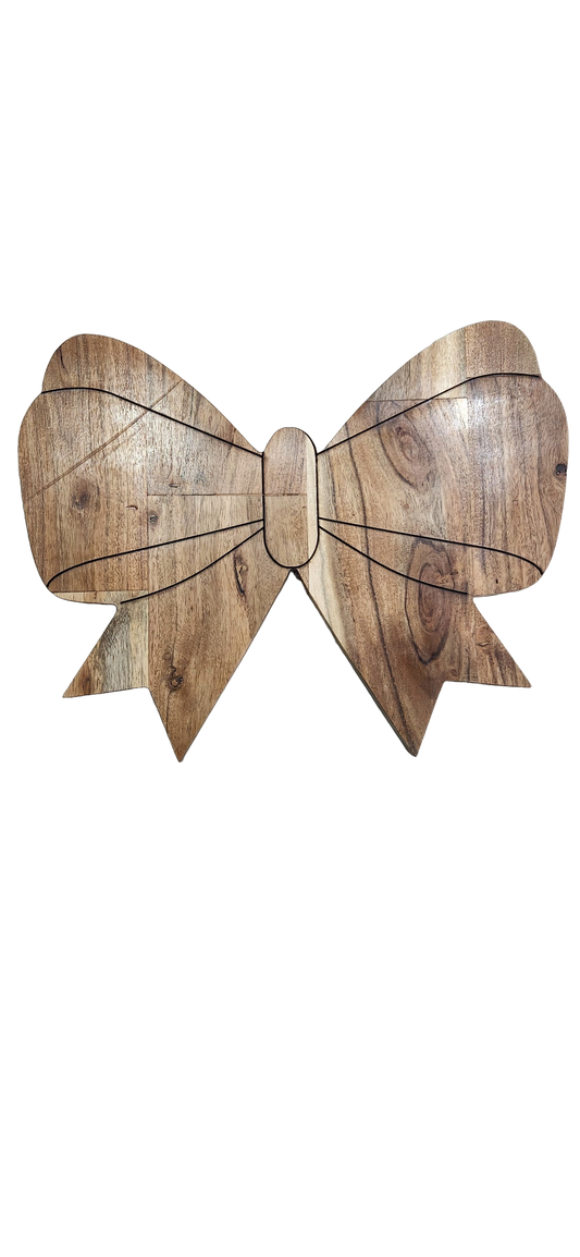 Wooden Tied Bow Gourmet Charcuterie Board 12x9"