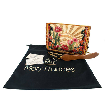 Mary Frances Accessories - Desert Sunrise Beaded Cactus and Floral Crossbody Handbag