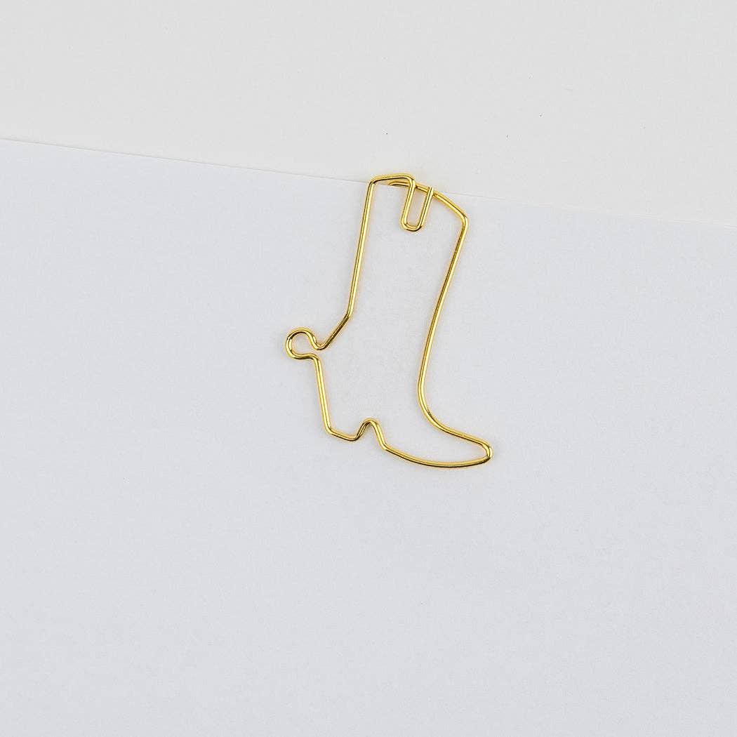 Bota de vaquero - Clips de papel chapados en oro únicos - Paquete de 25
