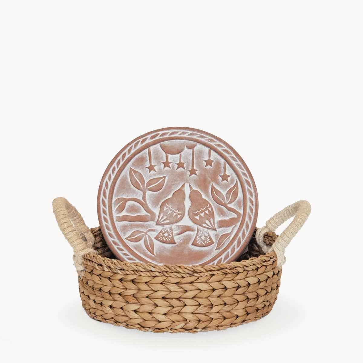 Handmade Bread Warmer & Wicker Basket - Lovebirds Round