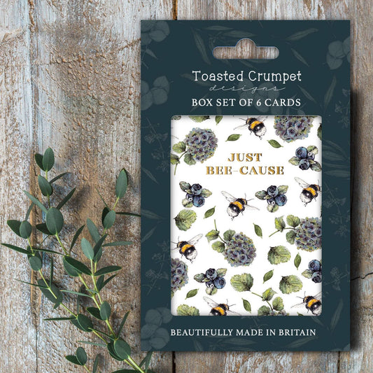 Just Bee-Cause ( Hydrangea & Bee Pure) Set Of 6 Cards