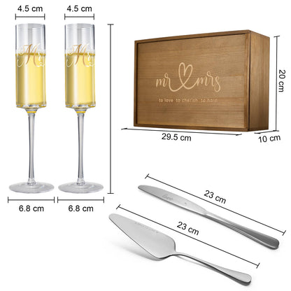 Wedding, Bridal Mr & Mrs Champagne Flutes Gift