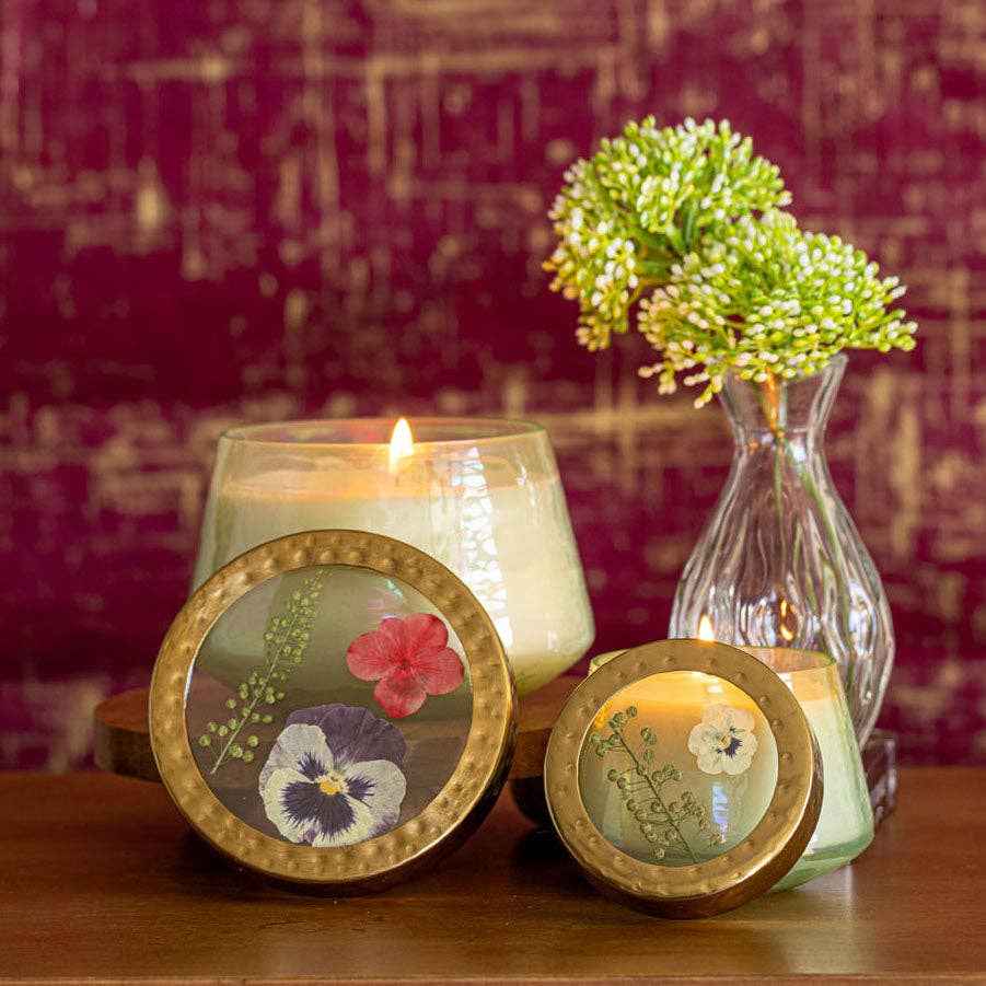 Accent Watercolor Pressed Floral Candle - Tomato Vine