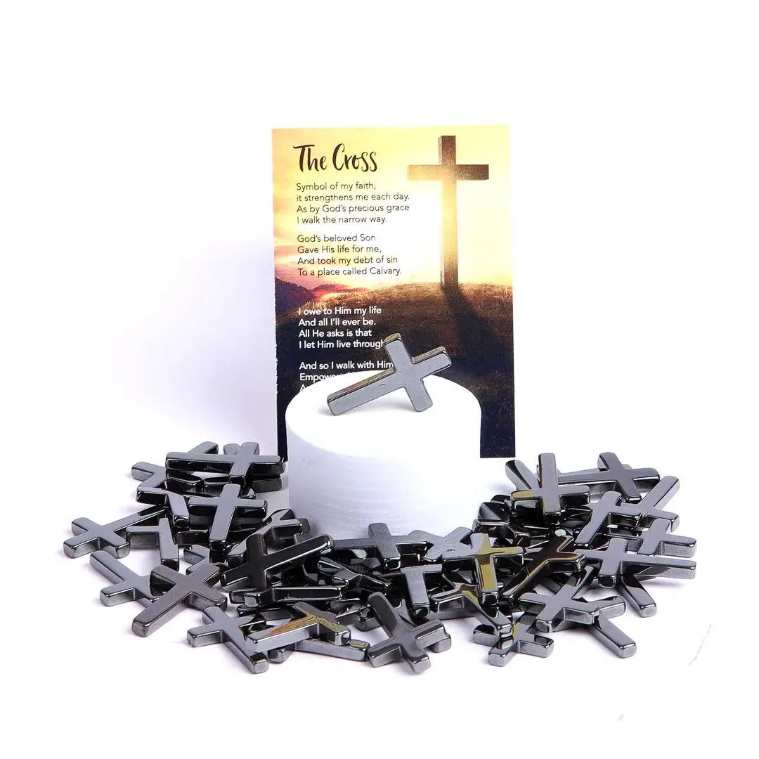 Swanson Christian Products - Hematite Pocket Cross W/ Card - Pack of 50