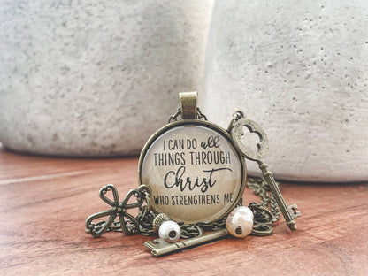 Ivy Barn Designs - Todo lo puedo en Cristo Filipenses 4:13 collar