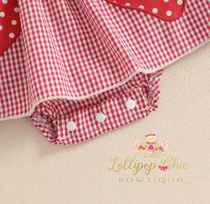 Baby Girl Plaid Romper Strawberry Smocked Jumper