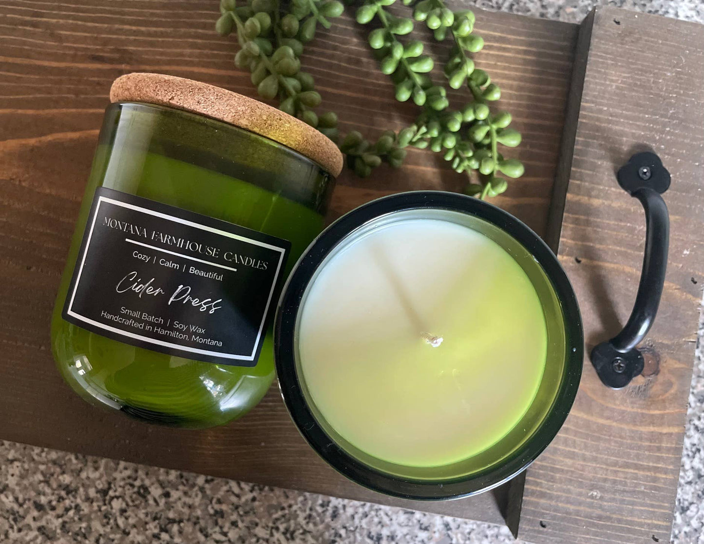 Wine Bottle Tumbler w/Cork Lid - Green - 12 Oz.