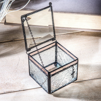 Clear Vintage Glass Box with Cross Charm