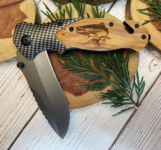 Trout Knife - Quail Tail Laser Art