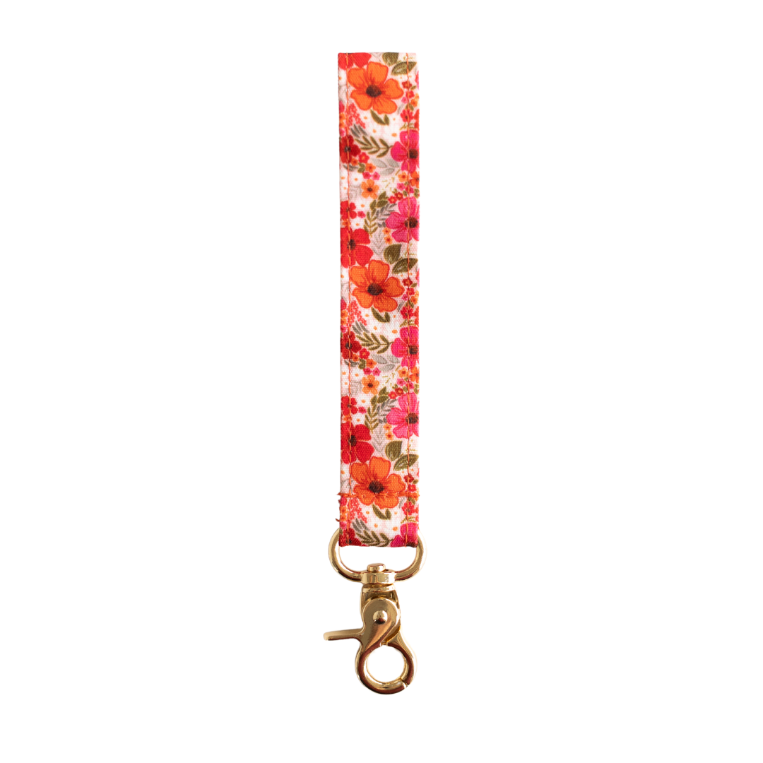 Rosewood Blooms Wristlet Keychain