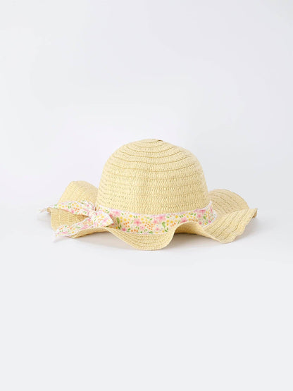 Spring Floral Girls Ruffle Dress With Bow Straw Hat Set: 7