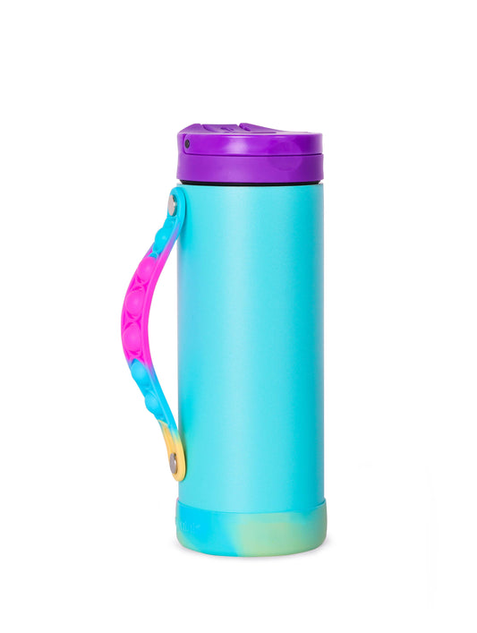 Fidget Strap Kids Stainless Bottle 14oz Blue Tie Dye