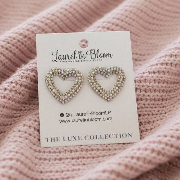 With Love - Channel Set Heart Earrings