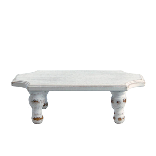 Wood 15.75 in. White Weathered Pedestal