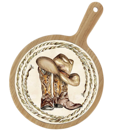 Western Leather Bamboo & Ceramic Cheese