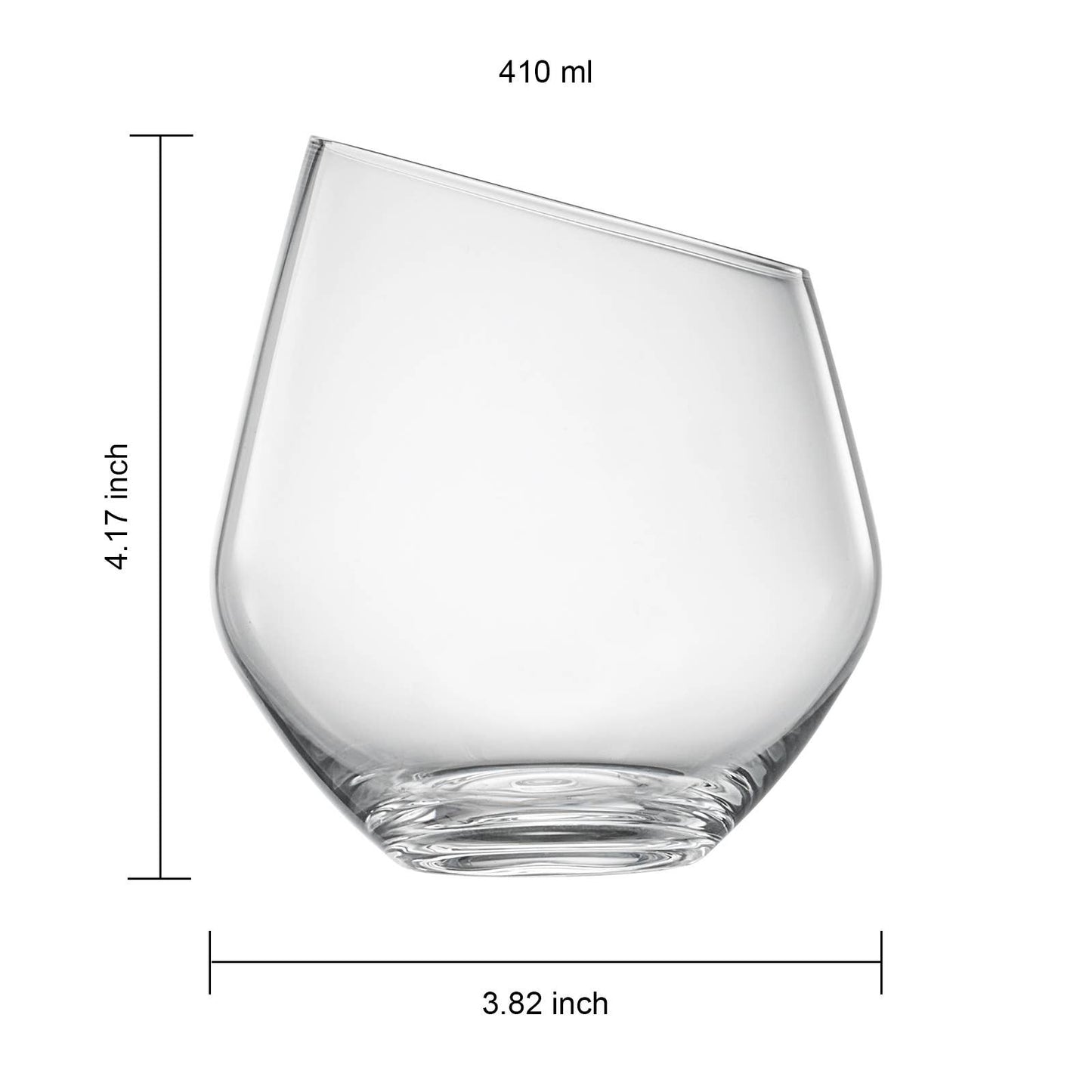 Slanted Clear Stemless Wine Glass | Set of 4