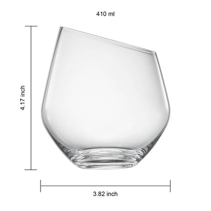 Slanted Clear Stemless Wine Glass | Set of 4