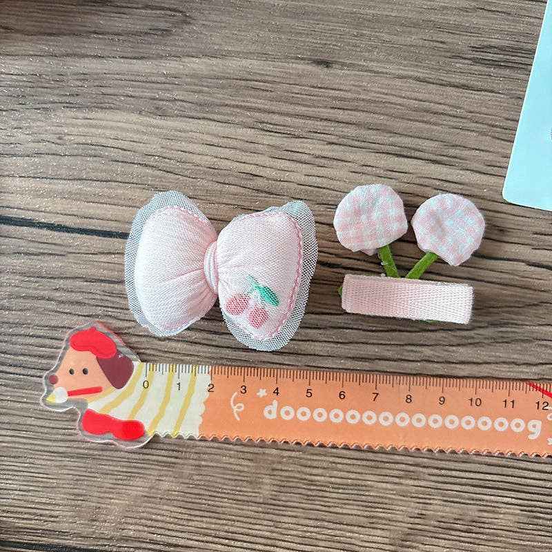 Chic Pink Fabric Bow Hair Clips for Girls: 1-Floral Bow Set