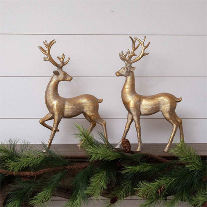 Gold Shimmer Deer Pair (Set Of 02)