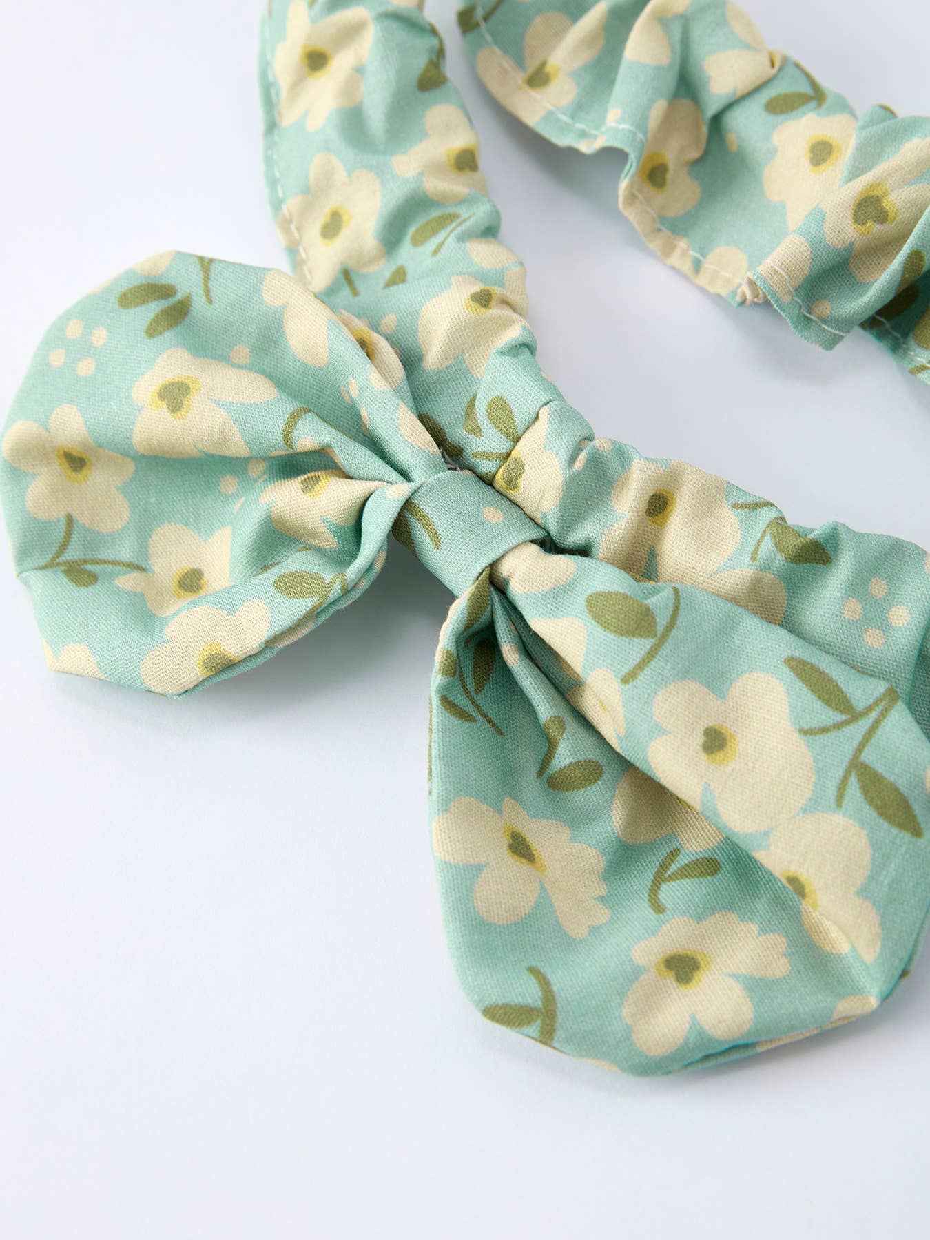 Spring Floral Print Long-Sleeved Romper and Dress Matching Headband: 3 / Dress
