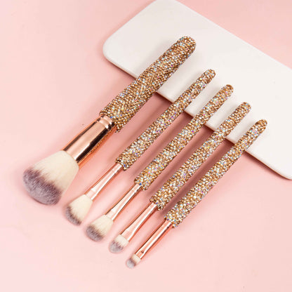 5PCS Ceramic Rhinestone Make Up Brush Set CR0016: Gold