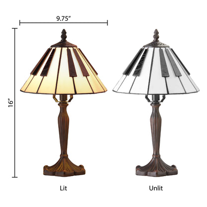 16"H Black and White Stained Glass Piano Keys Table Lamp